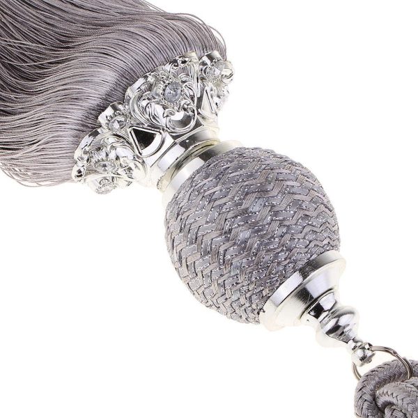 Max 1 Pair Hanging Ball Curtain Tieback Tassels Sewing Supplies DIY Silver Gray on Sale